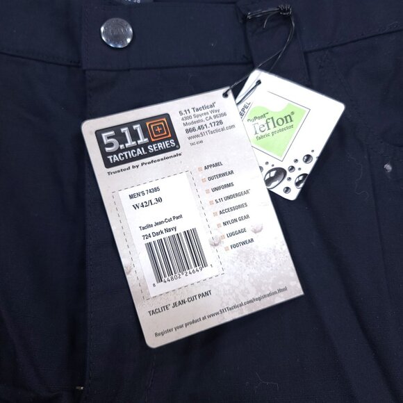 5.11 Tactical Pants Mens 42x30 Navy Taclite Ripstop Jean Cut Mid Rise Straight - Picture 9 of 9